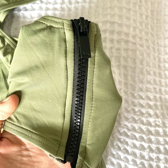 Michael Kors Army Green One Shoulder Cutout One Piece Swimsuit Size 14 - Picture 6 of 13